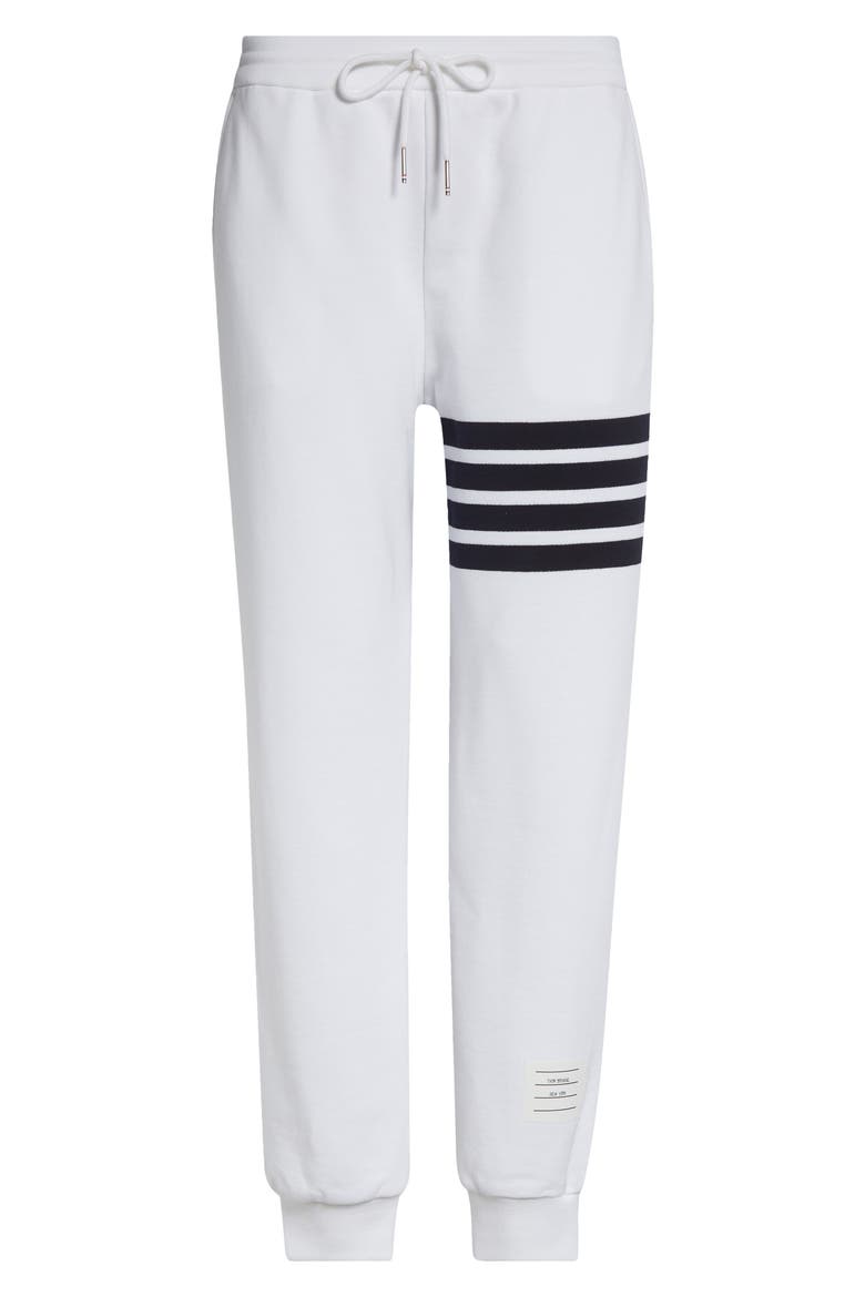 Classic 4-Bar Cotton French Terry Joggers, Alternate, color, WHITE / NAVY
