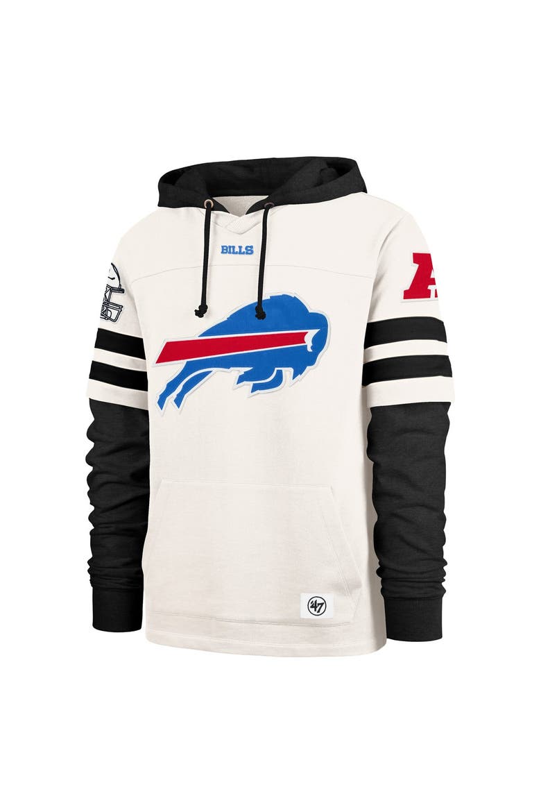 Men's '47  Cream Buffalo Bills Split Zone Cornerback Duo Lacer Hoodie, Alternate, color, Cream