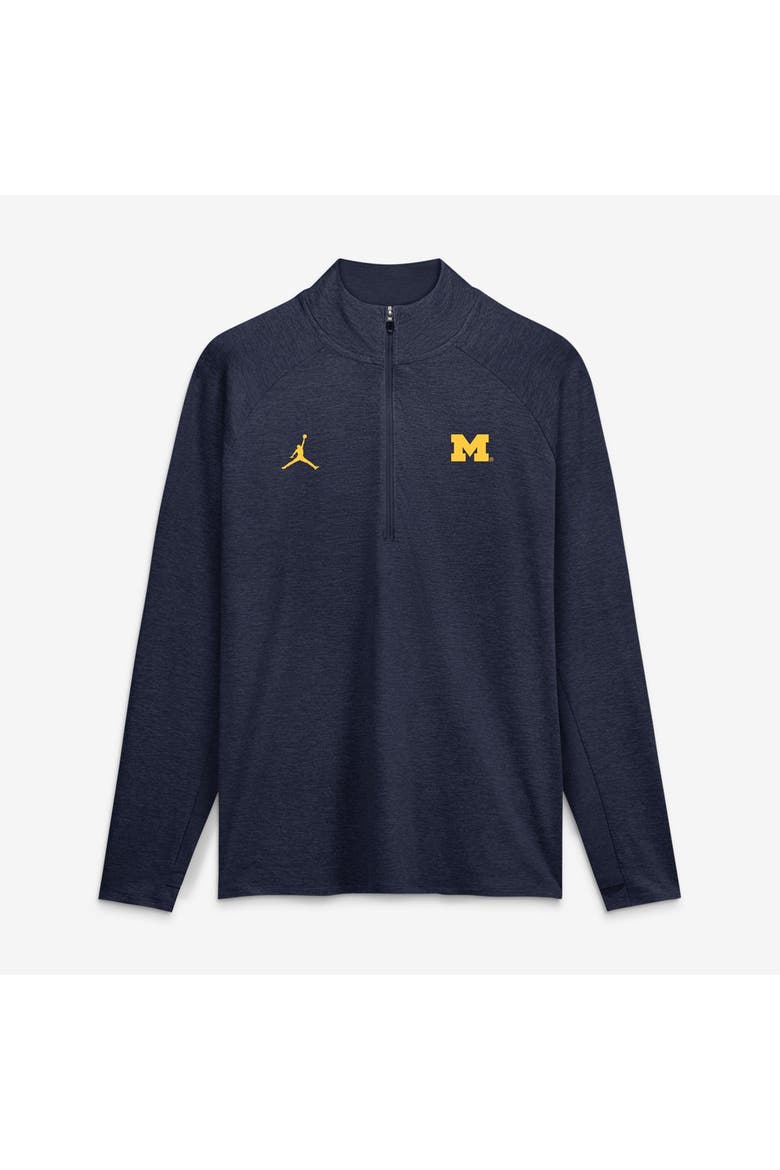 Men's  Jordan Brand  Navy Michigan Wolverines Dri-FIT Stride Half-Zip Running Top, Alternate, color, Navy