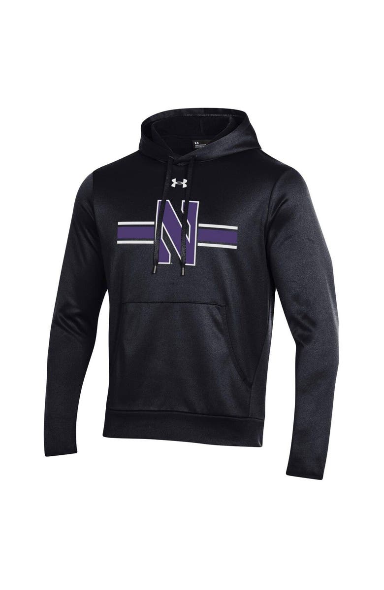 Under Armour Men's Under Armour Black Northwestern Wildcats Logo Stripe Fleece Pullover Hoodie, Alternate, color, 