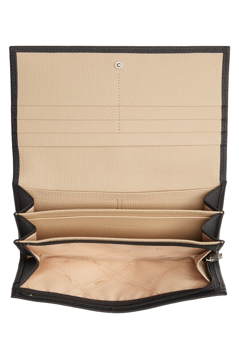 Roseau Leather Continental Wallet, Alternate, color, BLACK