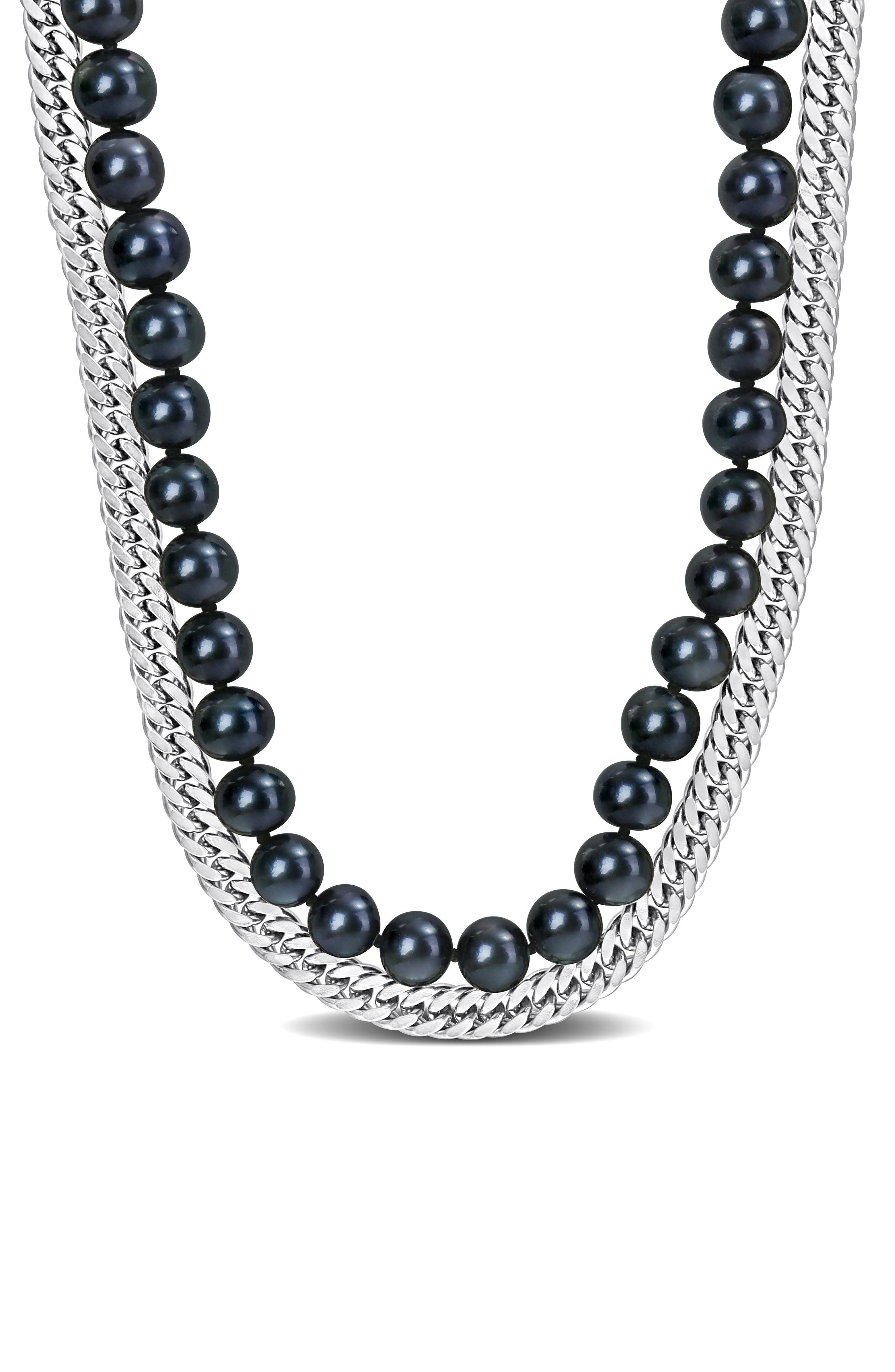 DELMAR 7.5-8mm Cultured Freshwater Pearl & Sterling Silver Curb Chain Necklace