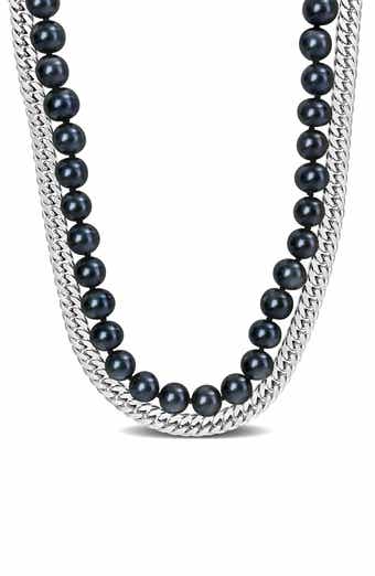 7.5-8mm Cultured Freshwater Pearl & Sterling Silver Curb Chain Necklace