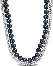 DELMAR 7.5-8mm Cultured Freshwater Pearl & Sterling Silver Curb Chain Necklace