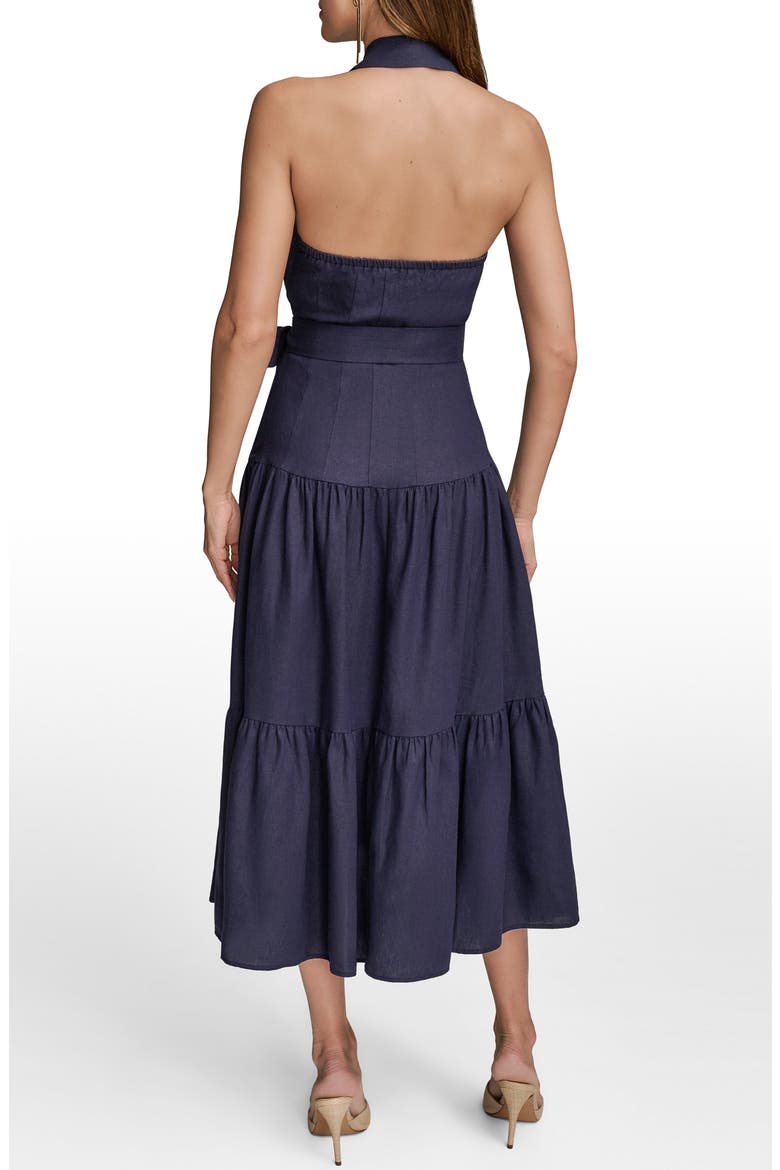Linen Blend Halter Dress, Alternate, color, INK