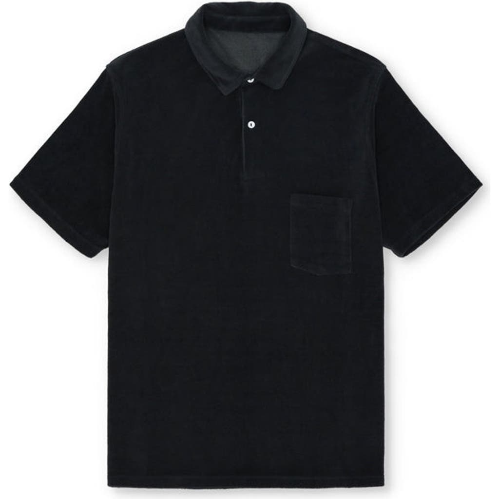 Fortela Missourim Terry Cloth Short Sleeve Polo In Black