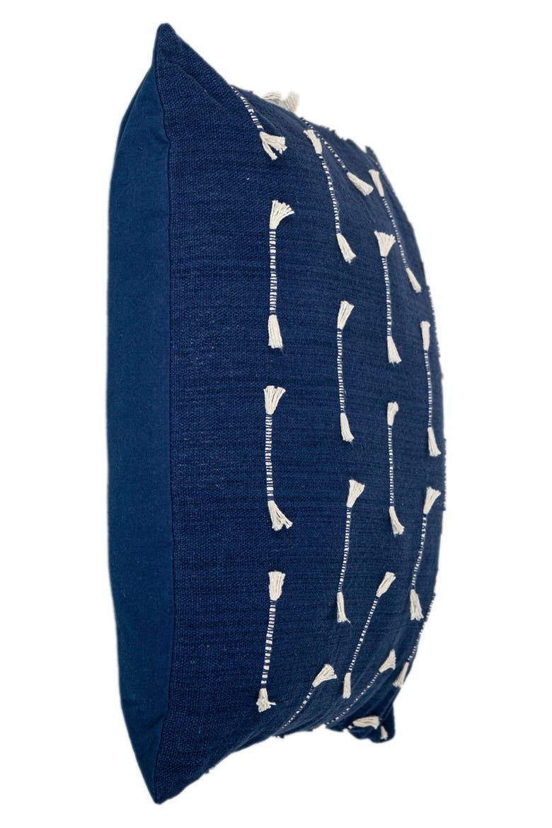 Fringe Accent Cotton Pillow, Alternate, color, DARK BLUE