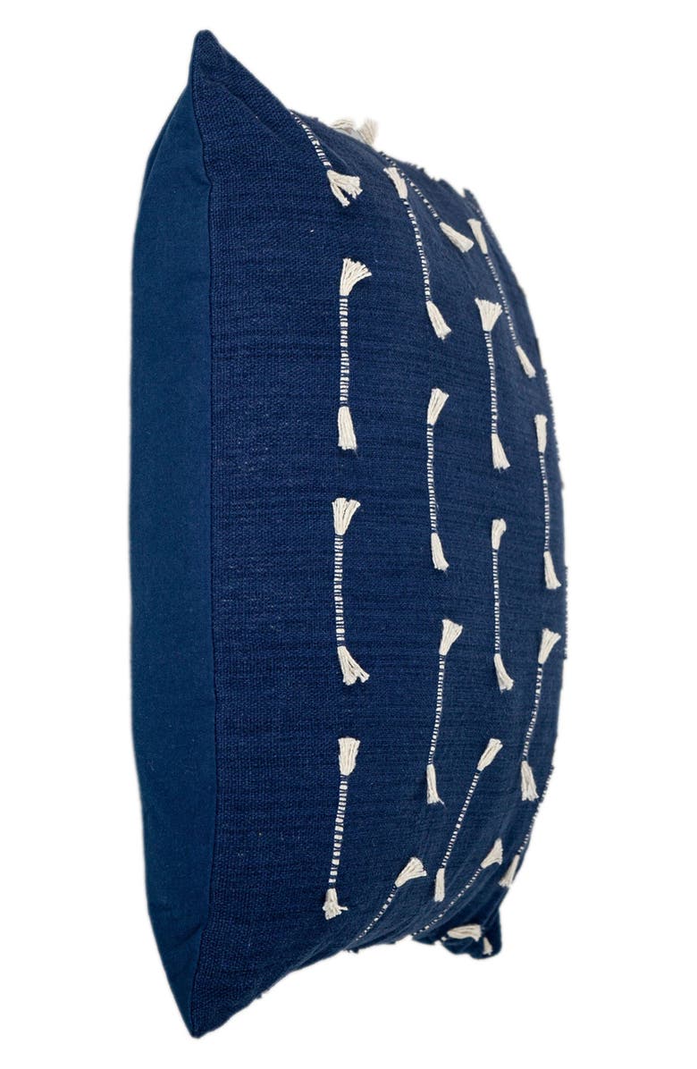 PARKLAND COLLECTION Fringe Accent Cotton Pillow, Alternate, color, Dark Blue