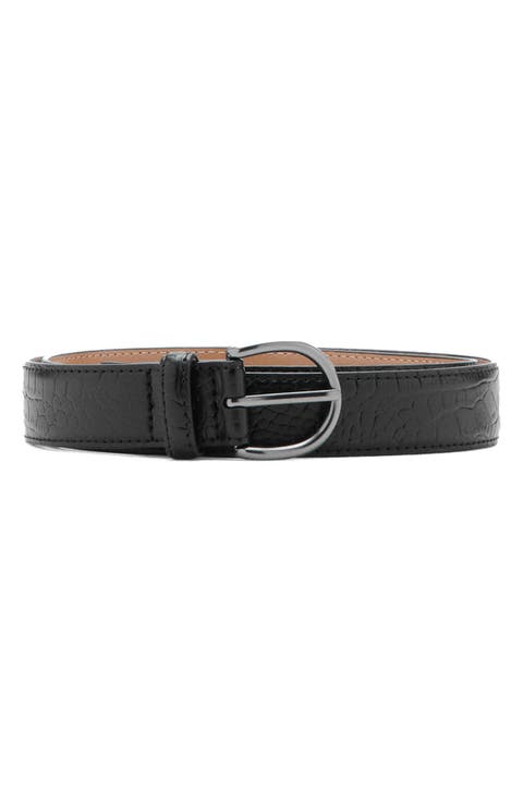 Croc Embossed Leather Belt