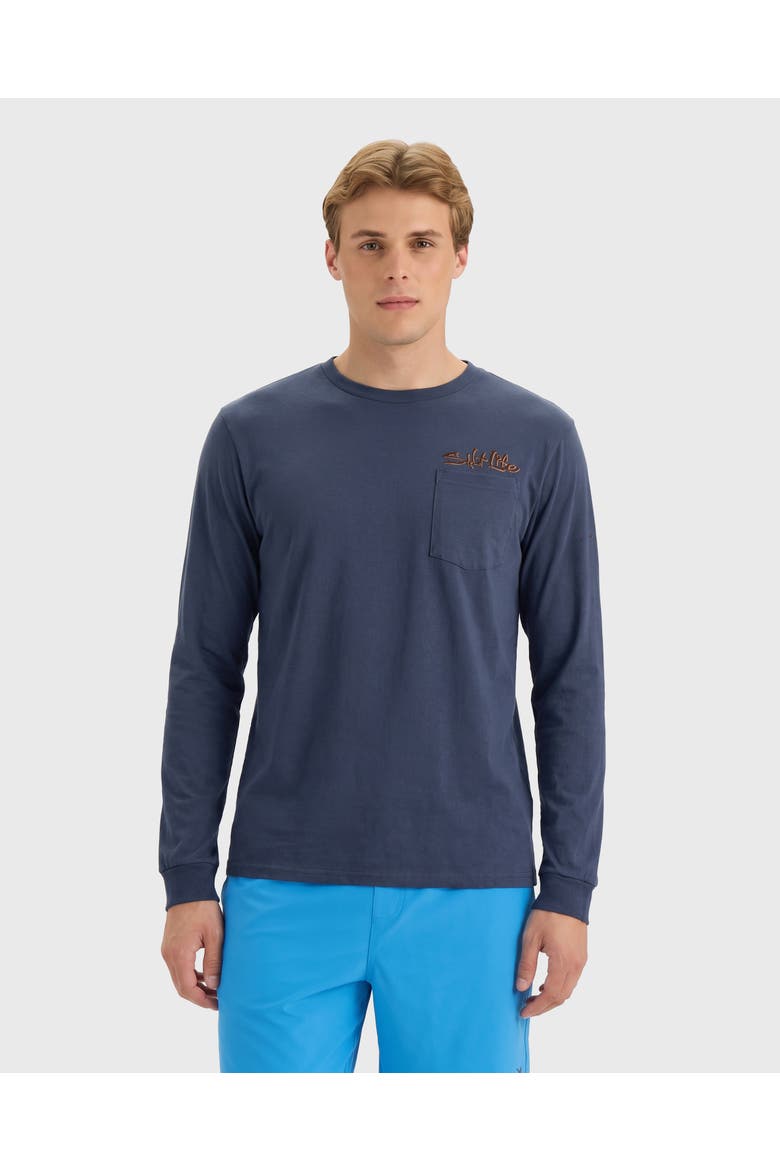 Crustacean Nation Long Sleeve Tee, Main, color, VINTAGE INDIGO