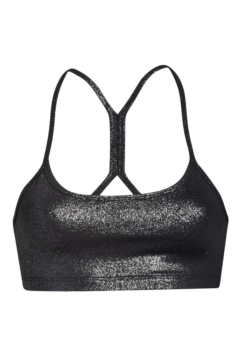 Twinkle Slim Racerback Sports Bra, Alternate, color, BLACK-SILVER TWINKLE