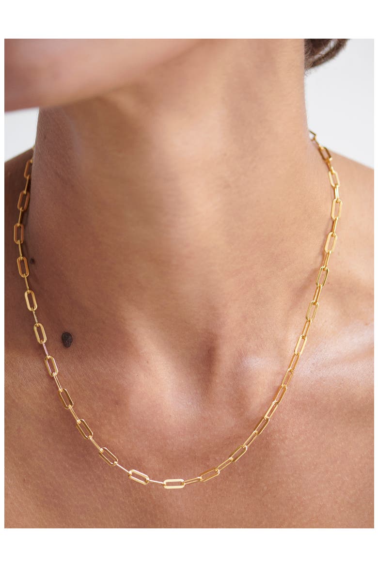 Deco Paper Clip Chain Necklace, Alternate, color, YELLOW GOLD