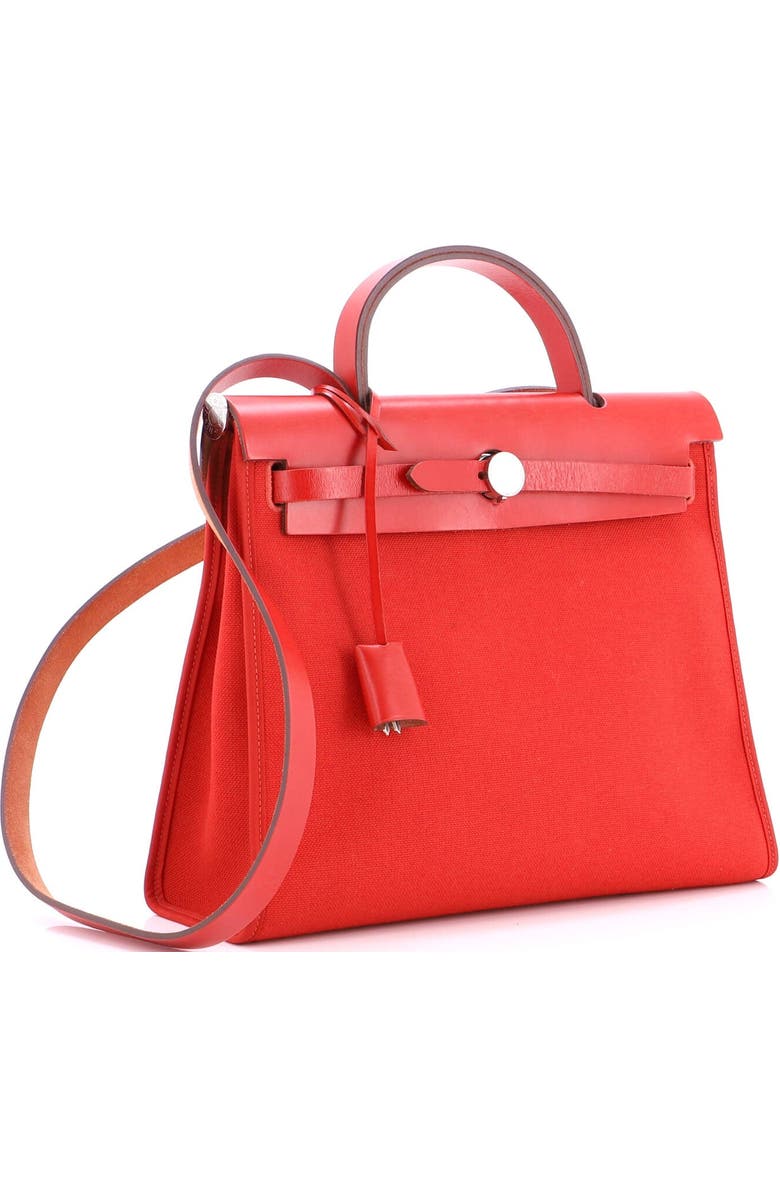Pre-Owned Hermes Herbag Zip Leather and Toile 31, Alternate, color, Rouge Piment