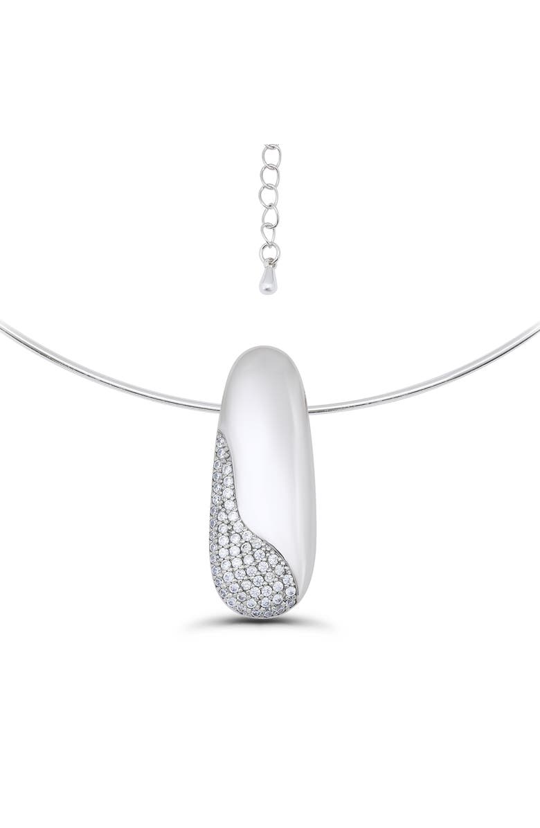 Christian Siriano New York Cubic Zirconia Pavé Pendant Collar Necklace, Main, color, Silver