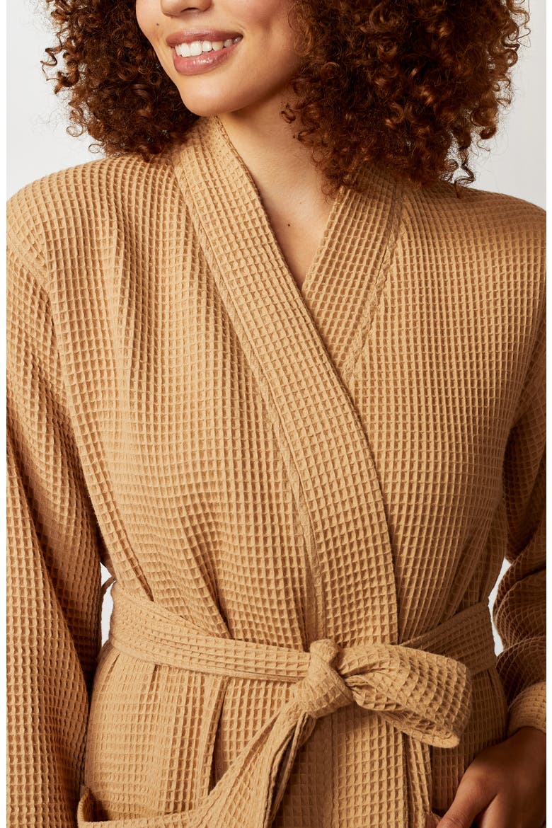Gender Inclusive Waffle Weave Organic Cotton Robe, Alternate, color, COYUCHI COTTON
