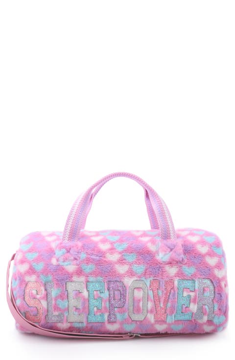 Kids' Sleepover Heart Faux Fur Large Duffel Bag