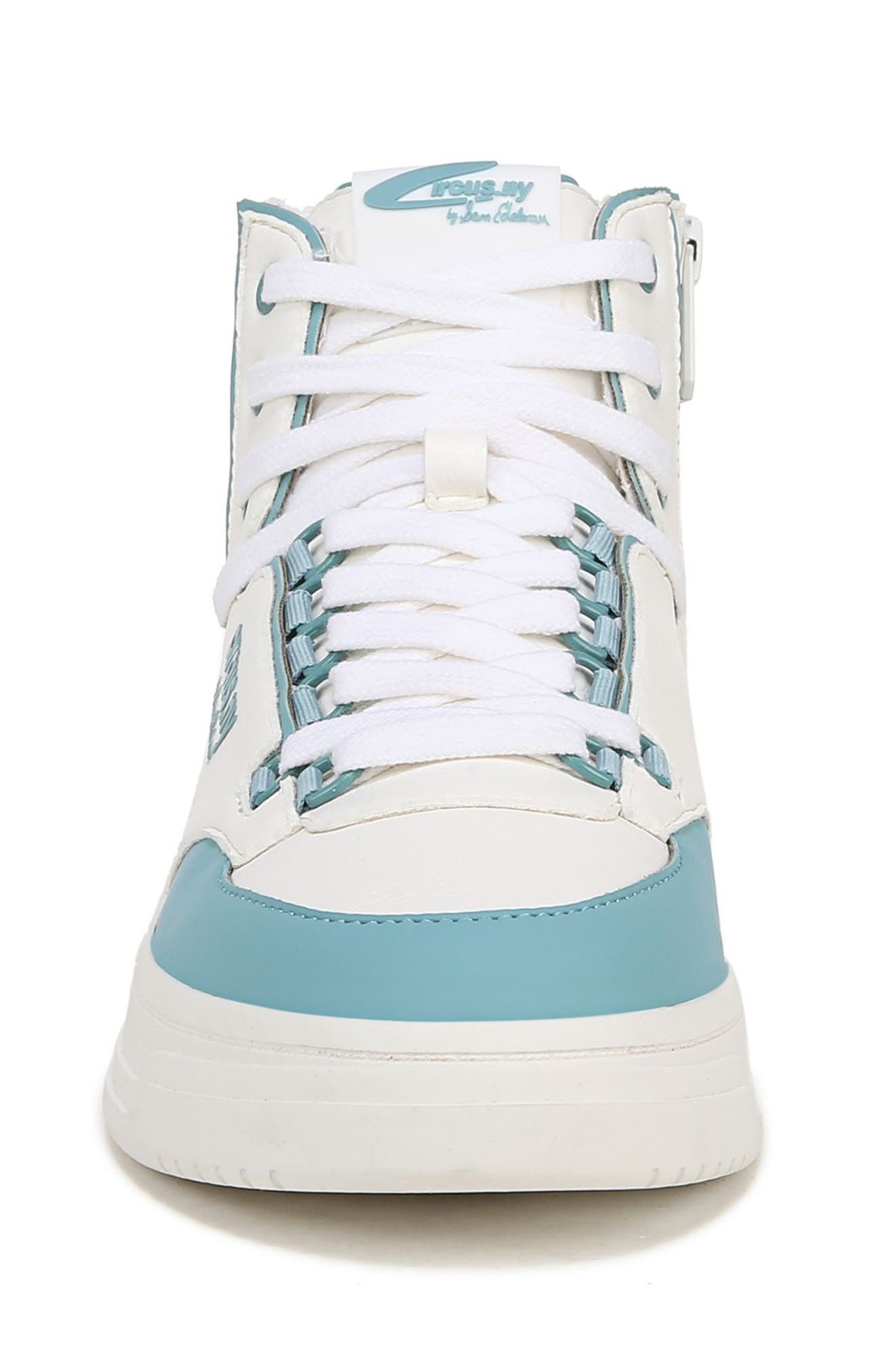 Irving High Top Platform Sneaker, Alternate, color, BRIGHT WHITE/ BLUE CRUSH