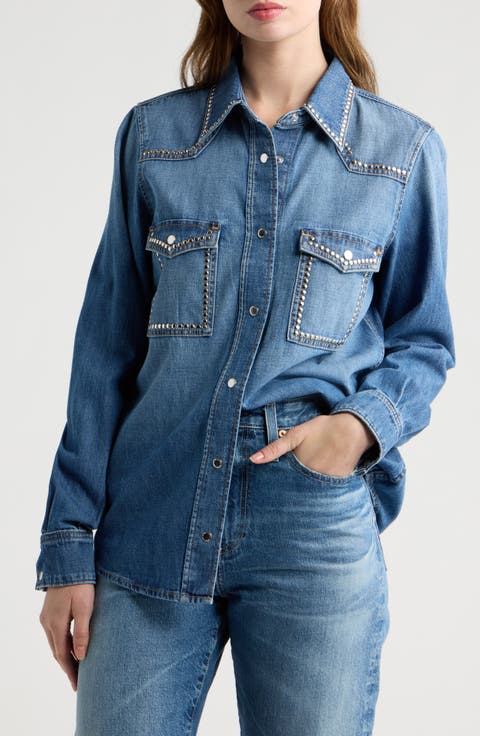 Studded Western Denim Shirt