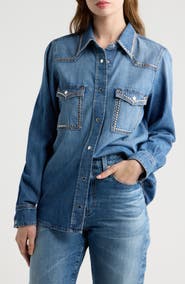 7 For All Mankind Studded Western Denim Shirt