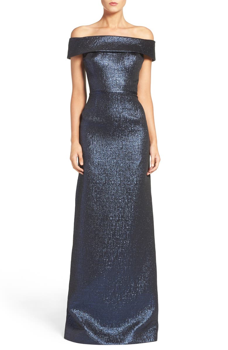 Teri Jon Rickie Freeman for Teri Jon Metallic Column Gown, Alternate, color,