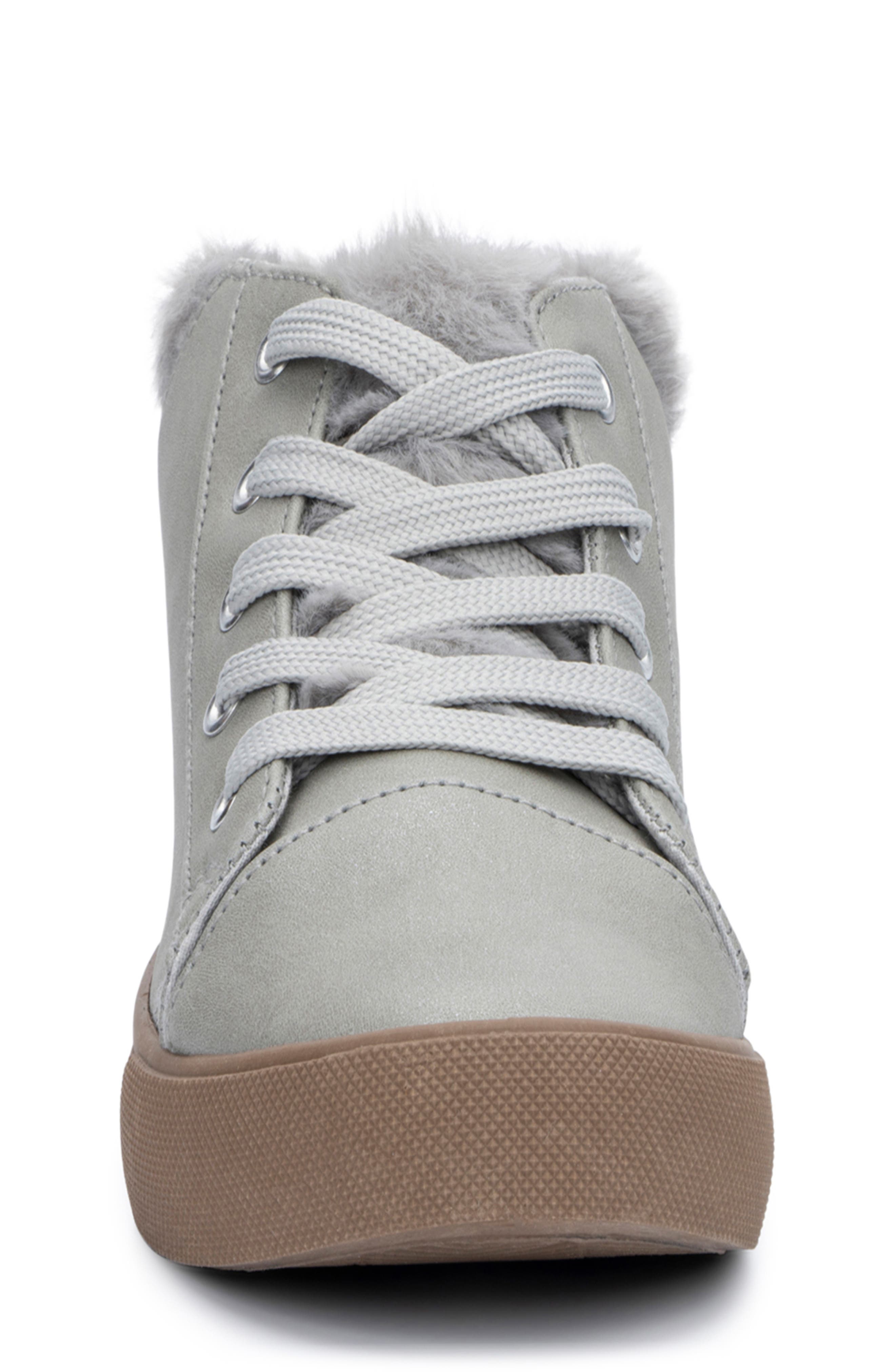 OLIVIA MILLER Kids' OMG Faux Fur Cuff Sneaker, Alternate, color, Grey