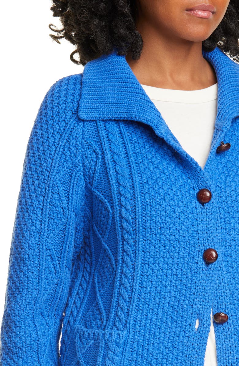 THE GREAT. The Cable Cotton Blend Cardigan, Alternate, color,