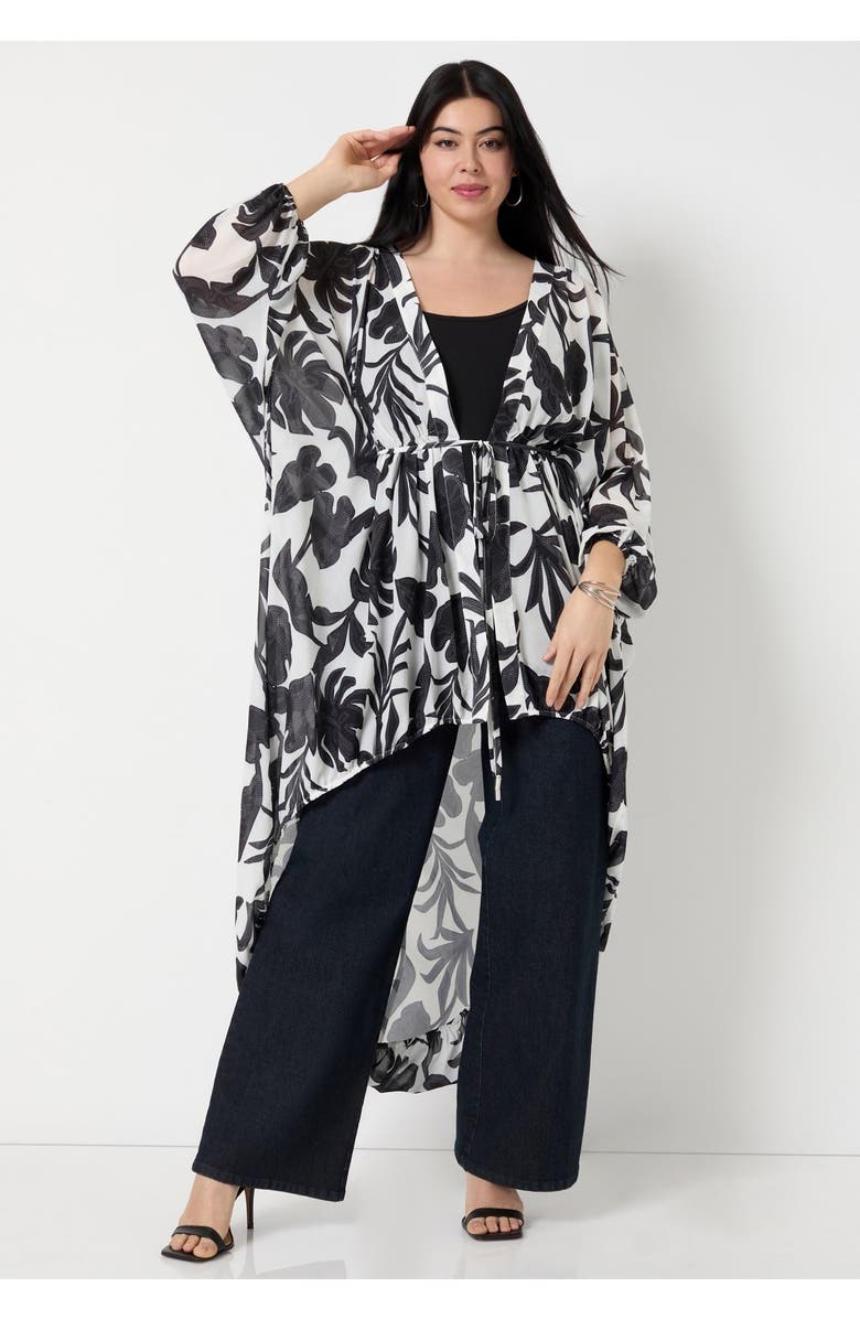 June + Vie Chiffon Wrap, Alternate, color, Stitched Floral