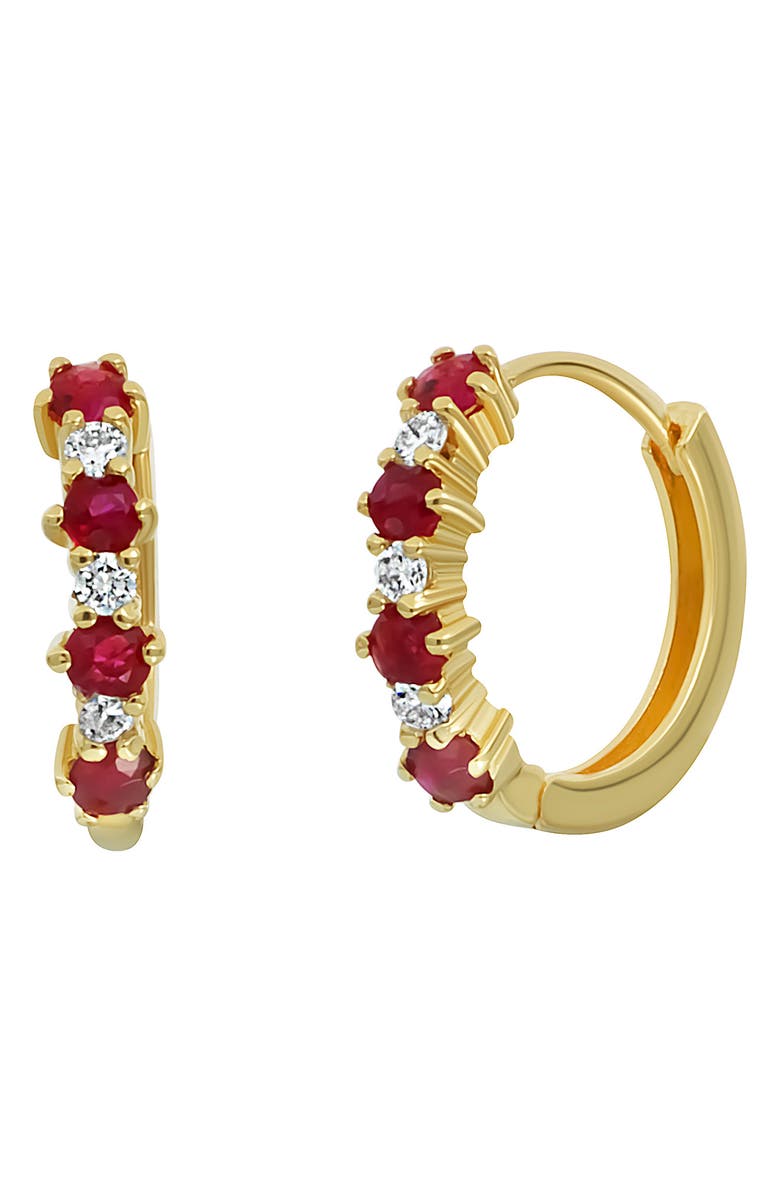Bony Levy El Mar Ruby & Diamond Hoop Earrings - 0.09ct., Main, color,