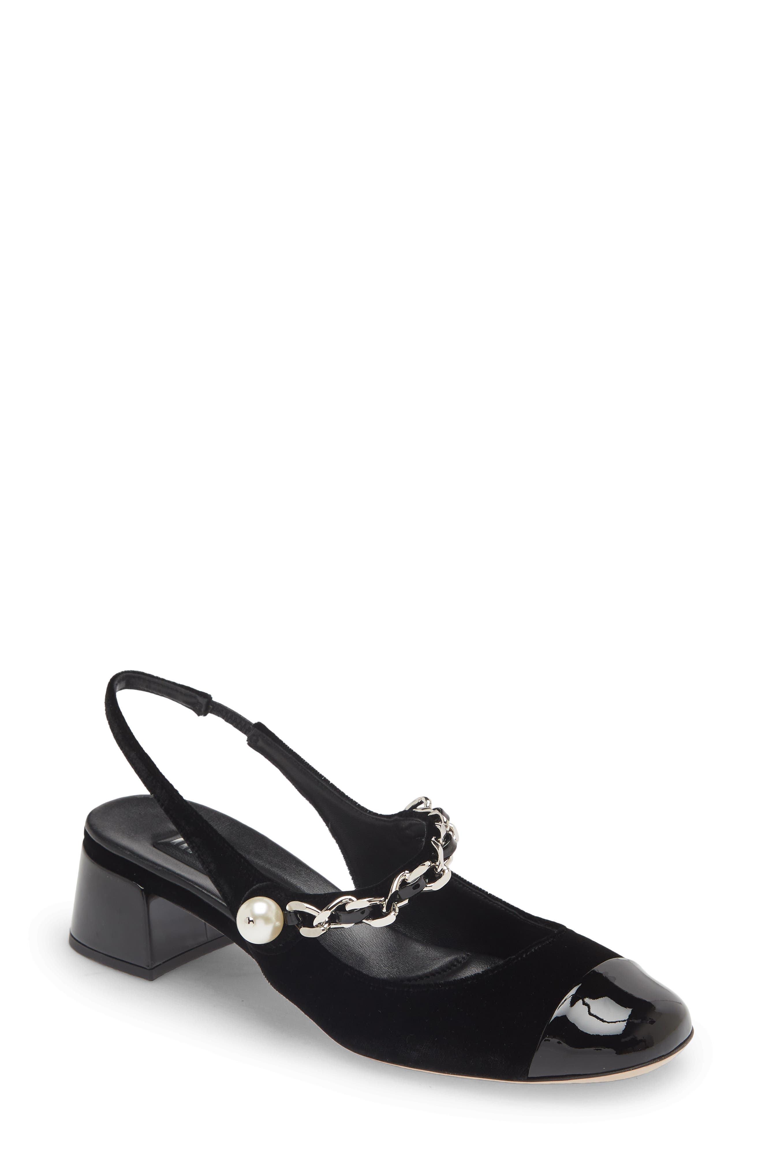 Chain Strap Mary Jane Slingback Pump, Main, color, BLACK