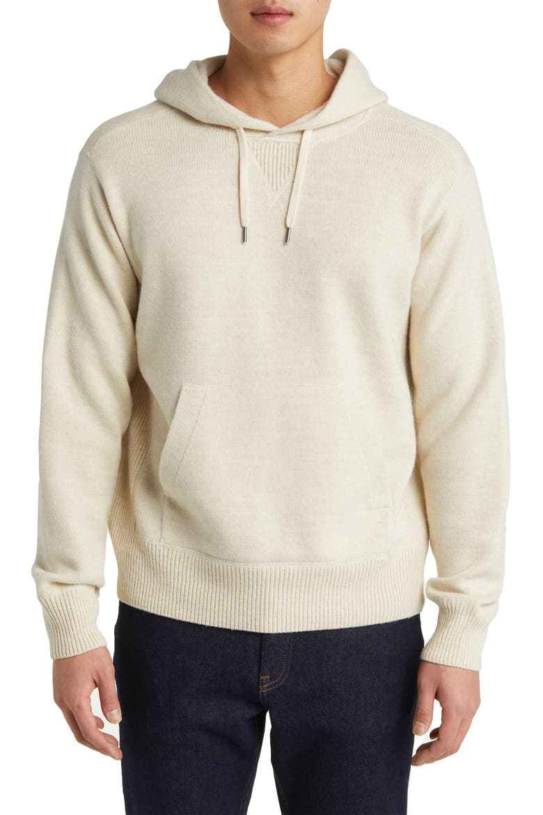 Wool & Cashmere Sweater Hoodie, Main, color, HEATHER OAT