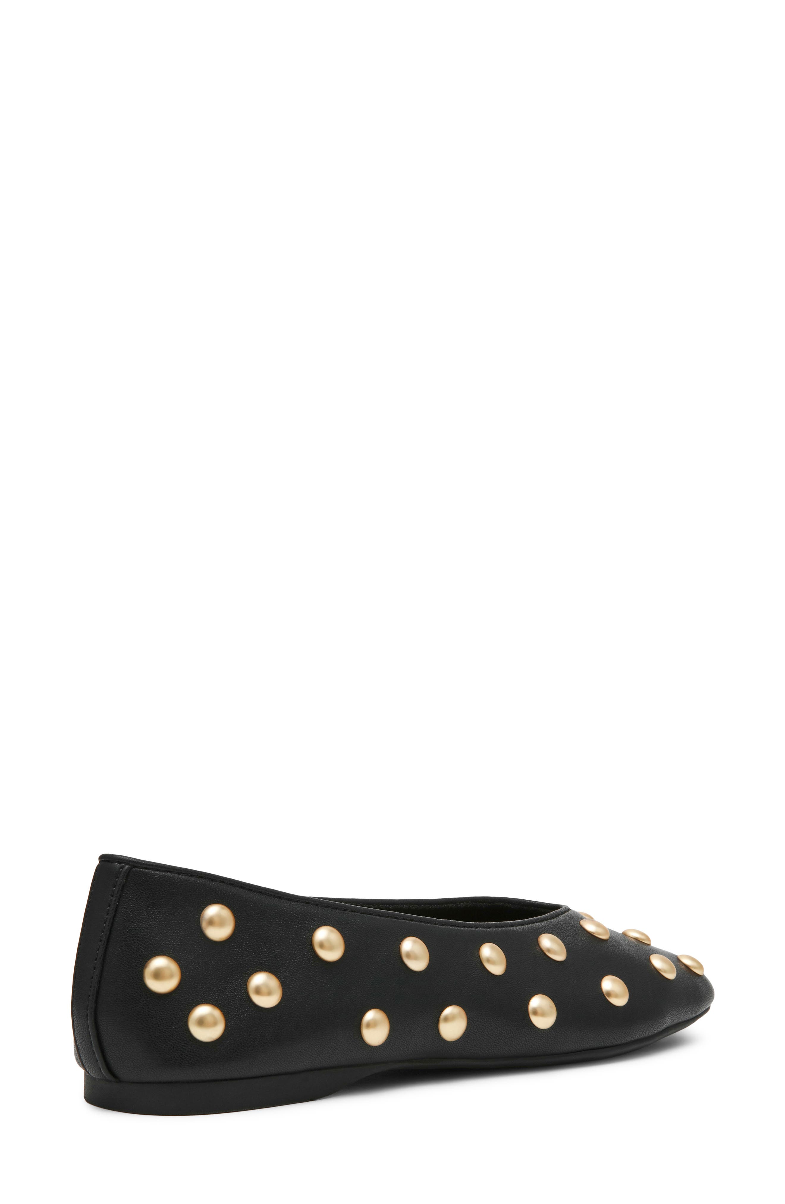 Karma Studded Flat, Alternate, color, BLACK SMOOTH
