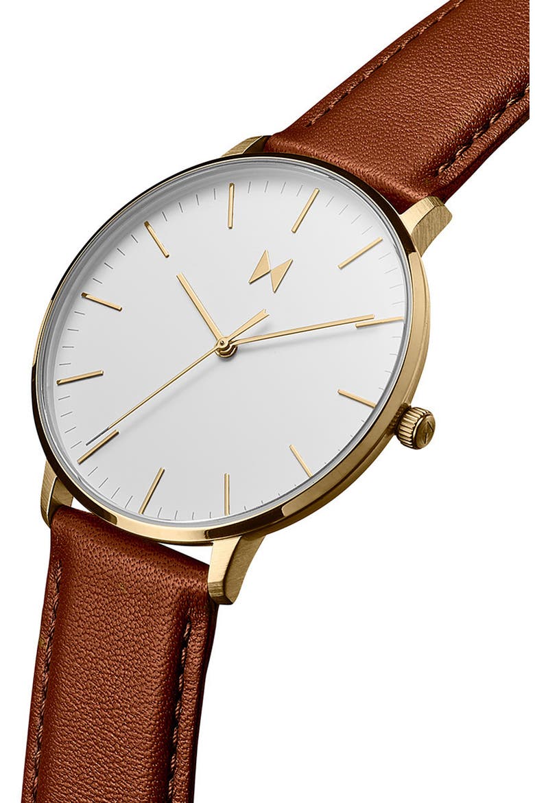 Legacy Slim Leather Strap Watch, 42mm, Alternate, color, WHITE