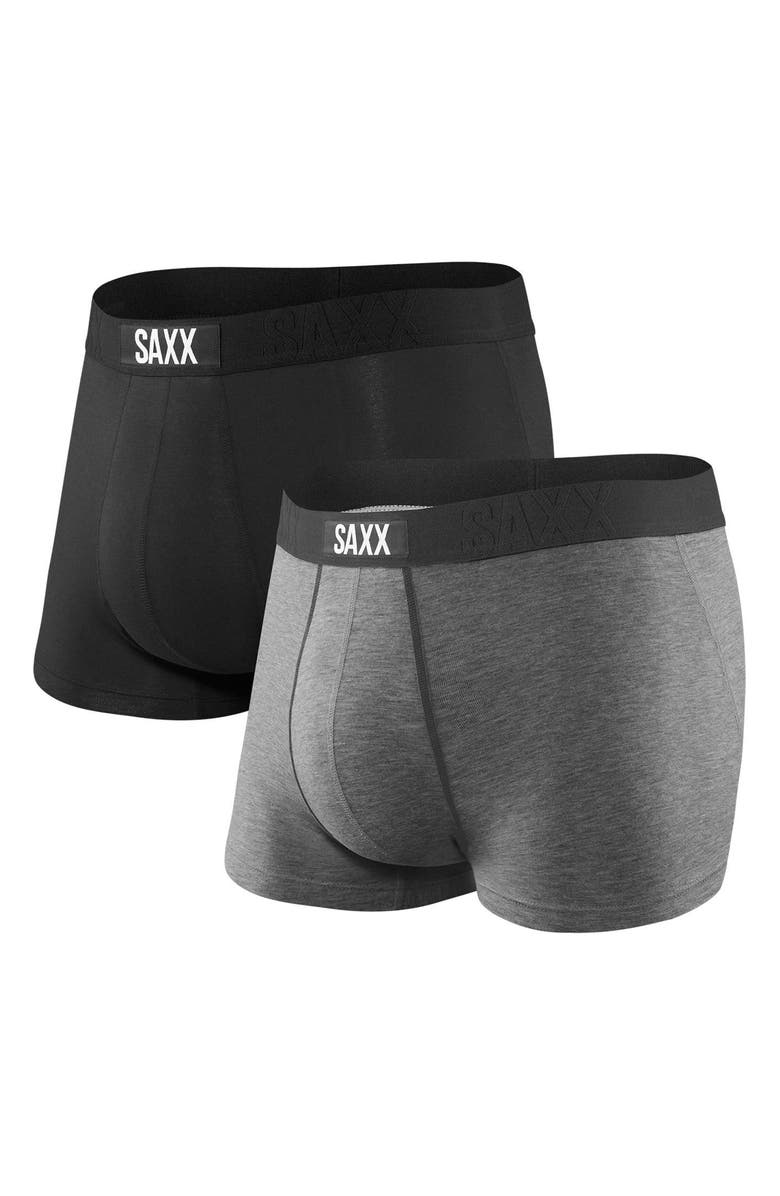 SAXX Slim Fit Vibe 2-Pack Soft Trunks, Alternate, color, Black/ Grey