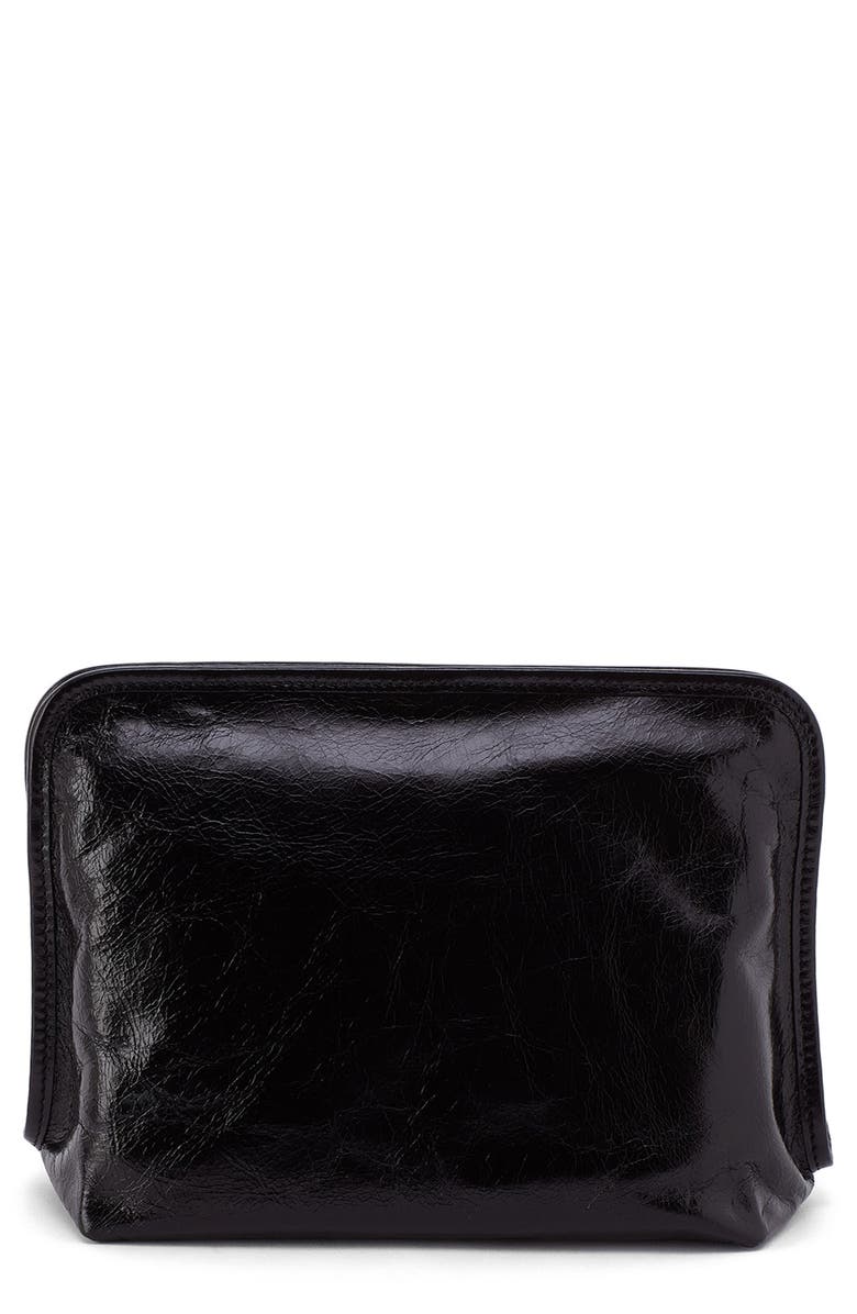 HOBO Large Beauty Leather Cosmetics Pouch, Main, color, Black