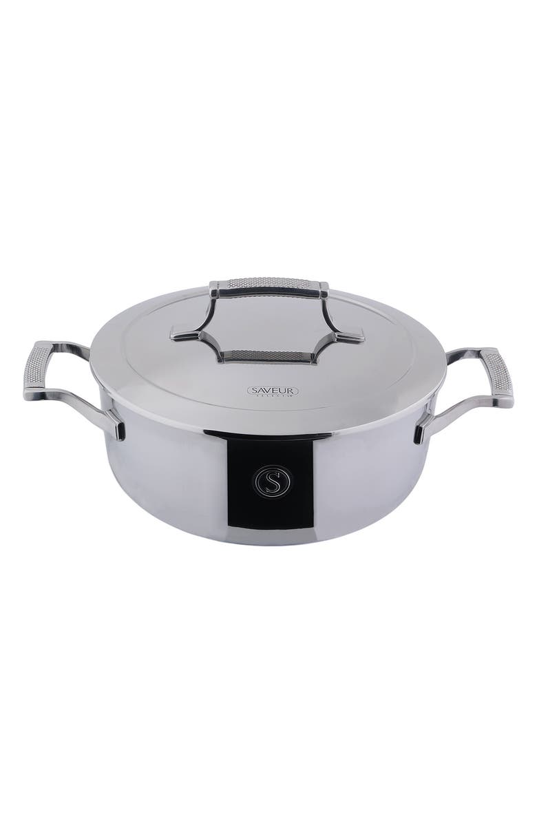 SAVEUR SELECTS 4 qt. 25cm Chef's Pan with Stainless Steel Cover, Main, color, Stainless Steel