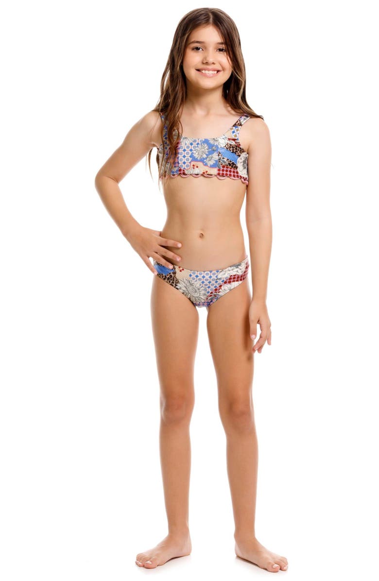 Agua Bendita Kids' Dolce Patchwork Two-Piece Swimsuit, Alternate, color,