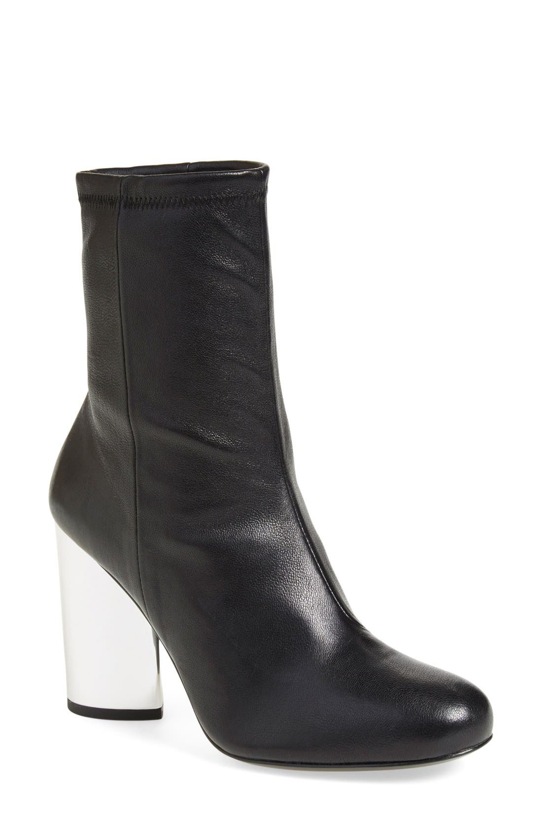 'Zloty' Round Toe Bootie, Main, color, BLACK LEATHER