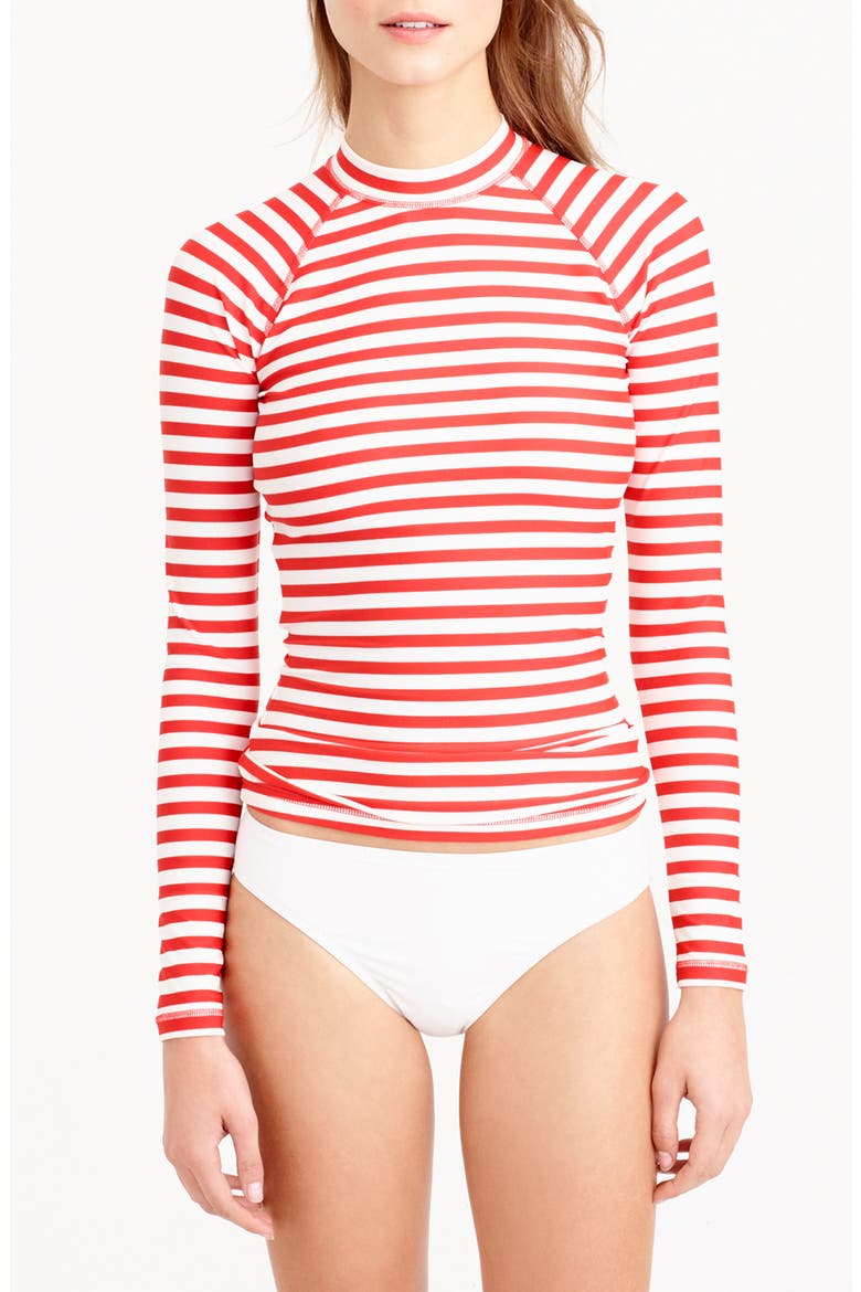 Stripe Rashguard, Alternate, color, VIVID FLAME IVORY