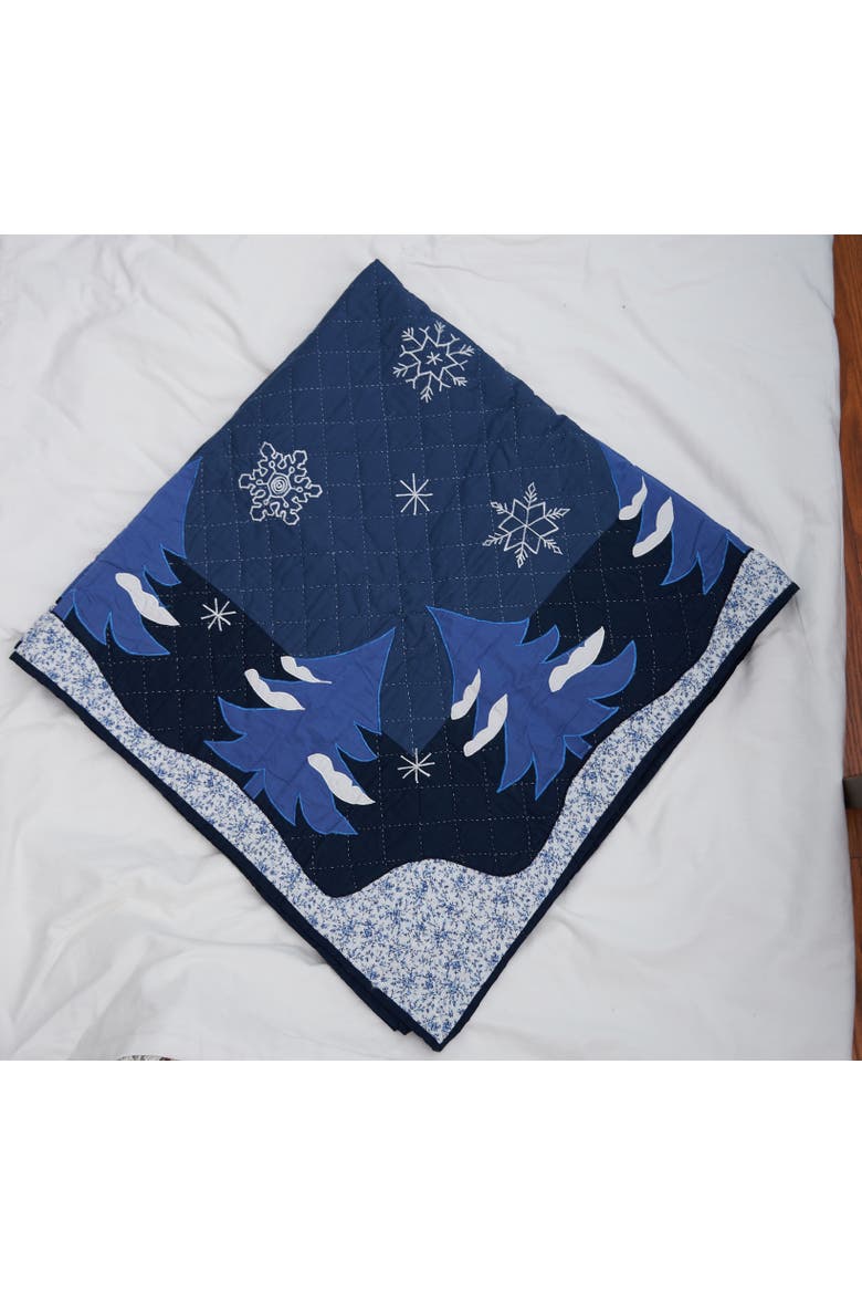 Snowflakes Quilted Table Topper 54" x 54", Alternate, color, Blue