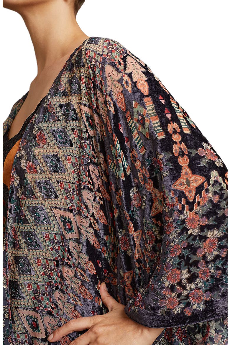 Velvet Geometric Duster, Alternate, color, BLACK