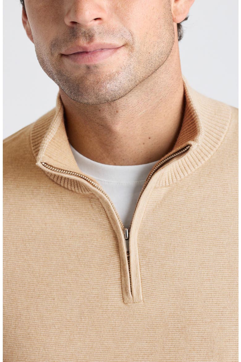 Cotton and Cashmere Quarter Zip Sweater, Alternate, color, BEIGE FEEDER STRIPE
