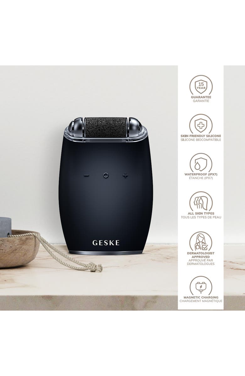 GESKE SmartAppGuided Electric Pumice Foot Smoothing Roller | 7 in 1, Alternate, color, Black