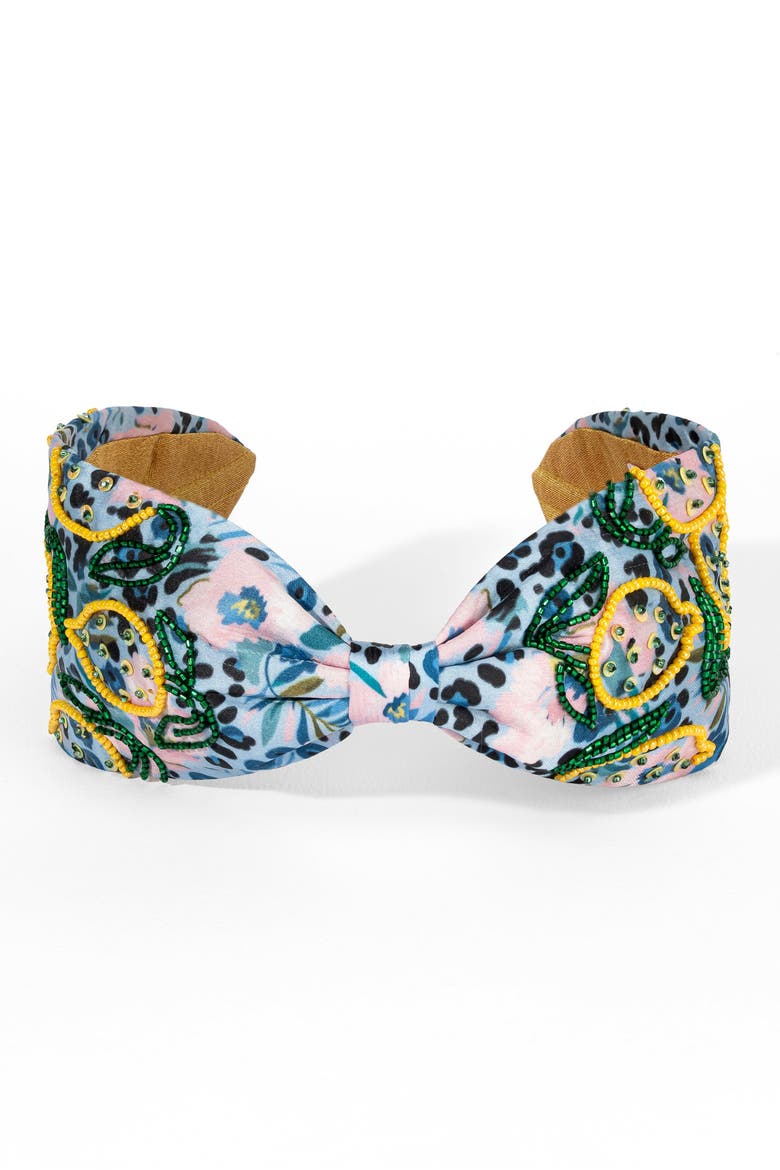 Limoncello Embellished Knotted Headband - Blue, Alternate, color, Blue