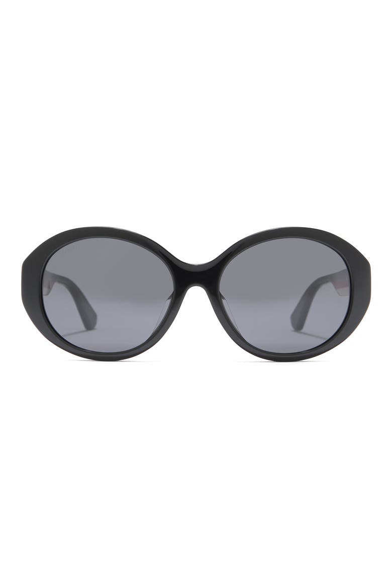 57mm Round Oval Sunglasses, Main, color, BLACK MULTICOLOR GREY