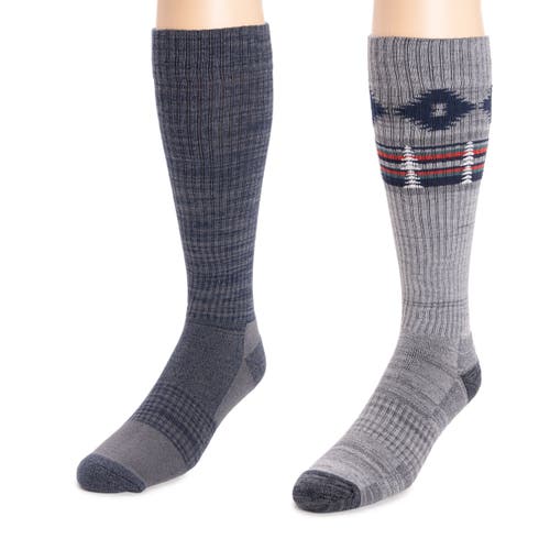 Muk Luks Tall Compression Socks 2 Pair Pack In Gray