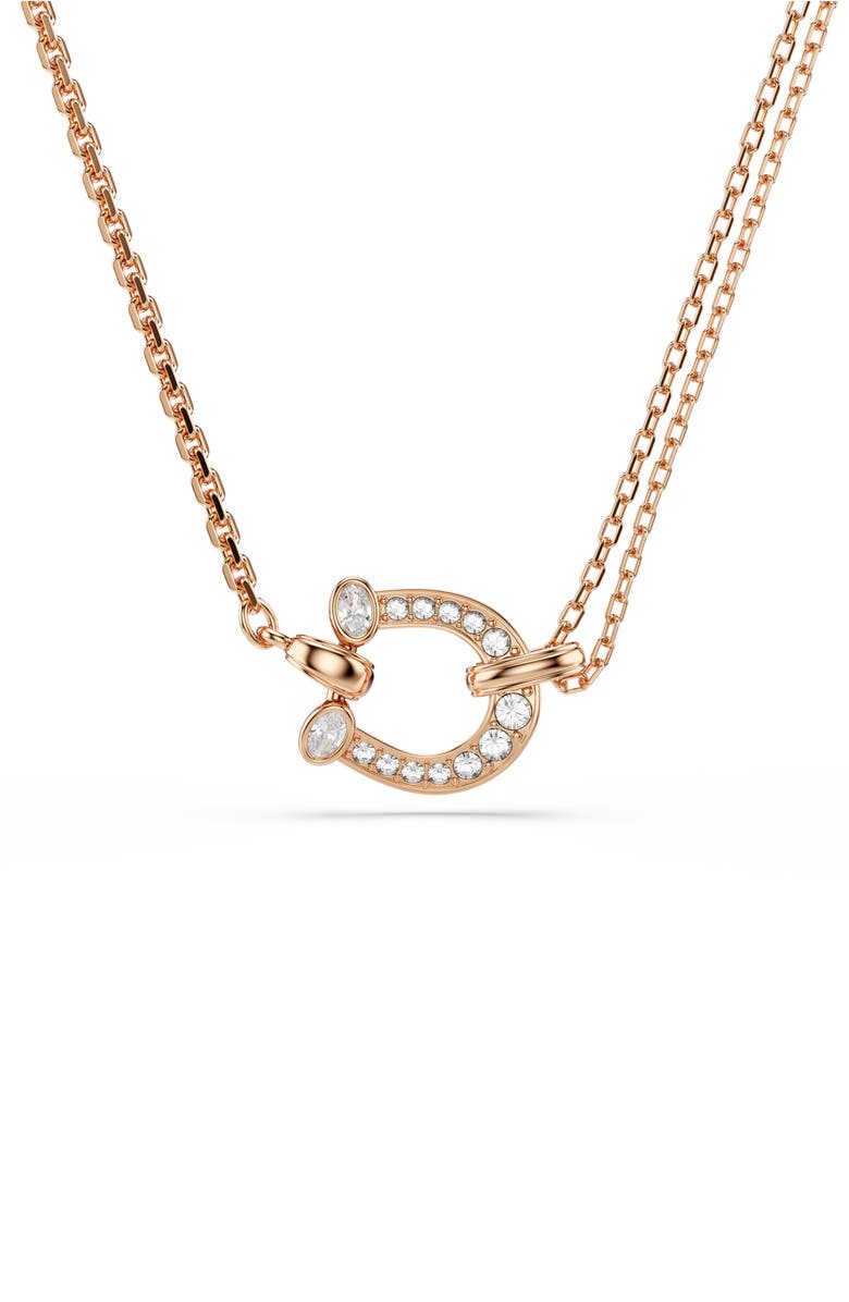Swarovski Symbolica Horseshoe Pendant Necklace, Main, color, Rose Gold