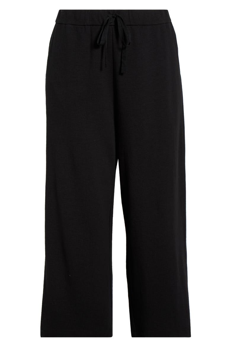 Organic Cotton Blend Ankle Wide Leg Drawstring Pants, Alternate, color, BLACK
