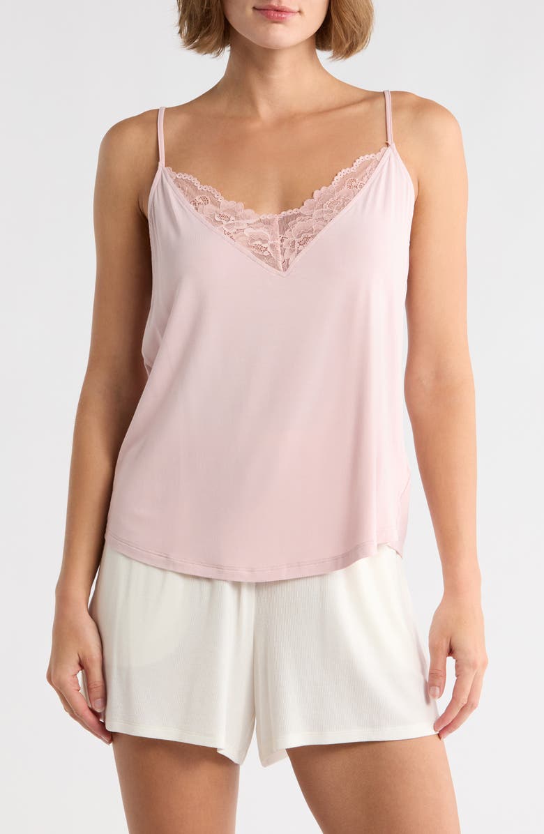 Posh Peanut Lace Trim Camisole, Main, color, Pink