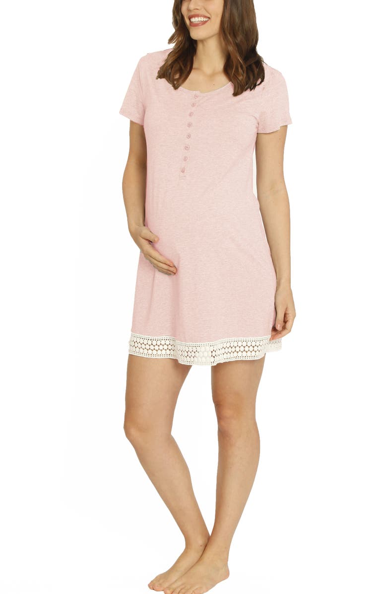 Angel Maternity Ruby Joy Maternity/Nursing Sleep Shirt, Robe & Baby Blanket Pouch Set, Alternate, color,