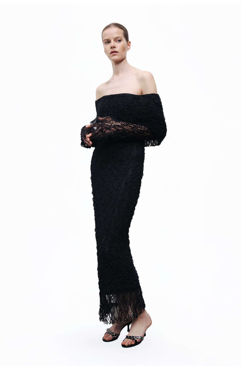 Nocturne Off-The Shoulder Lace Maxi Dress, Alternate, color, 